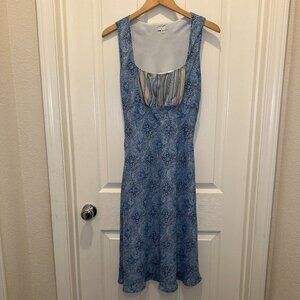 Lapis Dress Blue Paisley Y2k Bias Cut Size M
